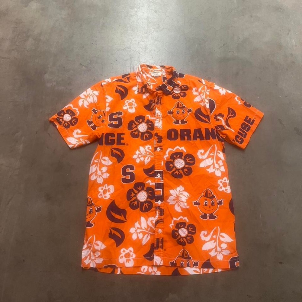 Wes & Willy floral Syracuse university all over print short‎ sleeve button up